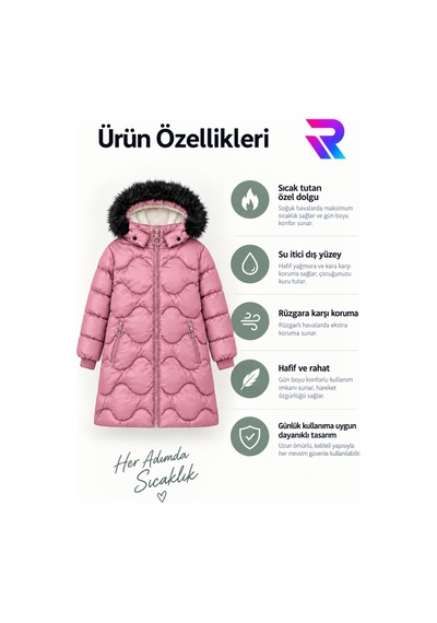 Regos Kız Çocuk Çıkarılabilir Kapüşonlu Kürklü Uzun Kapitone Şişme Kışlık Mont - Pembe Pembe Regos Kız Çocuk Çıkarılabilir Kapüşonlu Kürklü Uzun Kapitone Şişme Kışlık Mont - Pembe Pembe