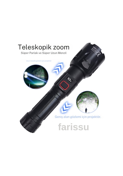 Small Sun 50w 5000 Lümen 26800 Model 8800 Mah Pil 1,5 İle 2 Km Menzilli 10 Saat Çalışma Süresi Siyah