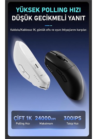 Ajazz Kablosuz Oyuncu Mouse 24000 Dpı 1000hz Bluetooth 2.4g Type C Aı Akıllı Etkileşim Manyetik Şarj Standı 300mah Genel Ajazz Kablosuz Oyuncu Mouse 24000 Dpı 1000hz Bluetooth 2.4g Type C Aı Akıllı Etkileşim Manyetik Şarj Standı 300mah Genel