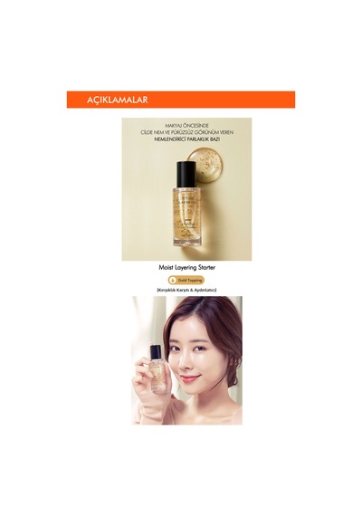 Missha Moist Layering Starter Altın İçeren Nem ve Parlaklık Veren Makyaj Bazı 30 ML - Gold Topping