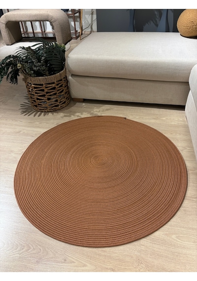 Mavaux Jüt Yuvarlak Hasır Görünümlü Klasik Halı Kilim Natural