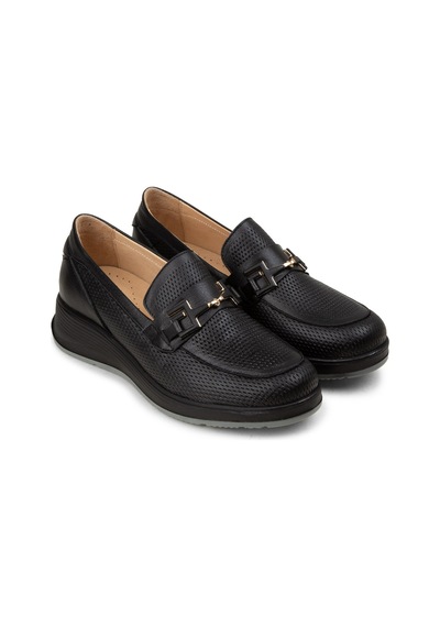 Deery Kadın Hakiki Deri Siyah Dolgu Topuk Loafer - N0277zsyhc01