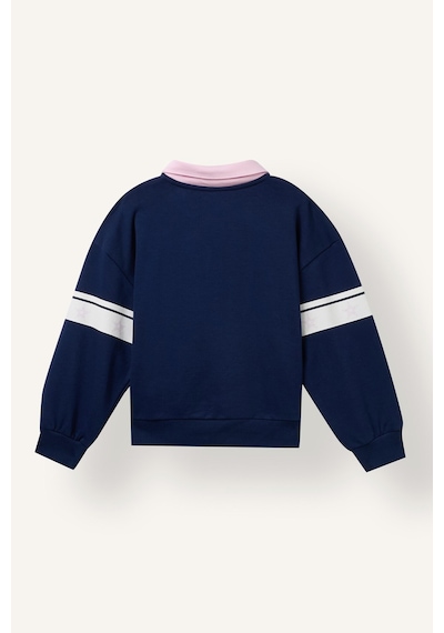 Defacto Polo Yaka Şerit Detaylı Baskılı Sweatshirt Kız Çocuk I7534a826wnnv244 Lacivert-nv244