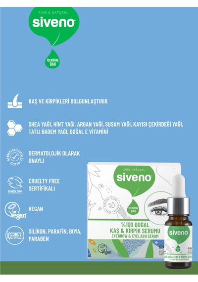Siveno Ekonomik Paket 2  Adet % 100 Doğal Kaş Kirpik Serumu 10 Ml