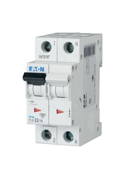 Eaton Pl6-c2/1n Otomatik Sigorta - 6ka - C Eğrisi - 1x2a+n