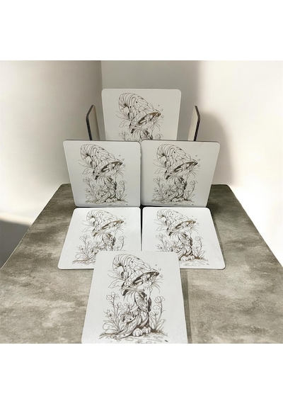6 Lı Mdf Bardak Altlığı Dekoratif Ecceca1010 Karışık
