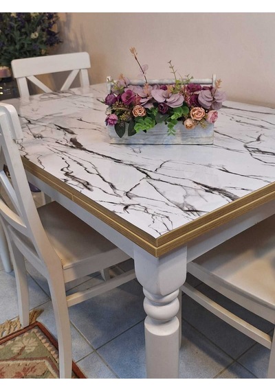 Kalın Pvc Masa Koruyucu 1.2 Mm Mika Örtü, 80 Cm En, Mermer Desen 32pvc-mrm10 Çok Renkli