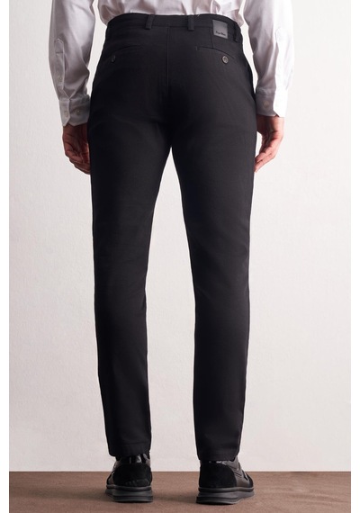 İmza Siyah Yan Cep Düz Paça Pamuklu Slim Fit Chino Casual Pantolon 1003255161 Siyah
