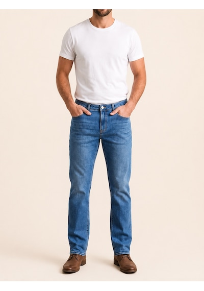 71991f-73604 Erkek Straıght Fıt Mıd Rıse Denim Pantolon 71991f-73604 Açık Mavi