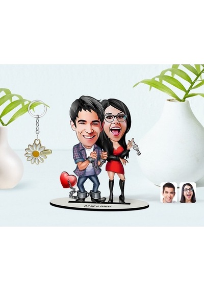 Kişiye Özel Sevgililer Karikatürlü 3D Ahşap Biblo Ve Isimli Gold (473842424)