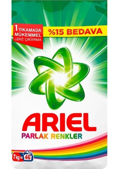 Ariel Toz Çamaşır Deterjanı Dağ Esintisi 7 KG + Parlak Renkler 7 KG