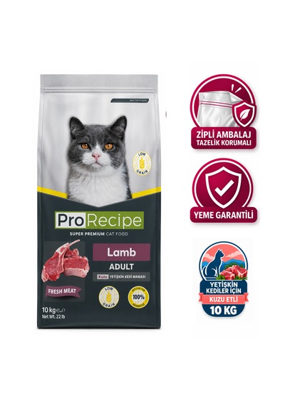 Prorecipe Super Premium Lamb Adult Düşük Tahıllı Kuzu Etli Yetişkin Kedi Maması 10 Kg