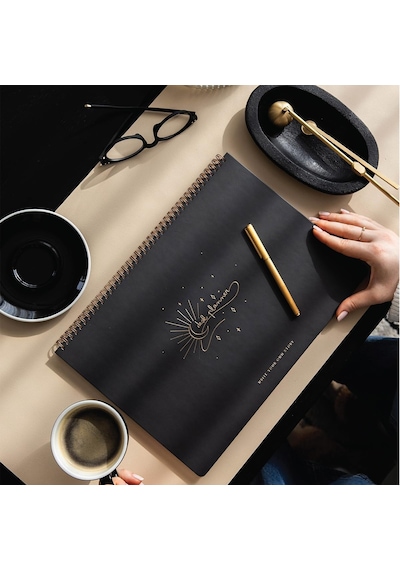 Süresiz Haftalık Spiralli Masaüstü Planlayıcı 24x34 Cm - Desk Planner Siyah Çok Renkli