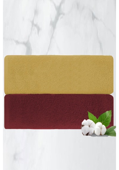 2 Li Lüks El Yüz Havlu Seti 50x90 Cm %100 Pamuklu Gramajlı Bejra Bordo
