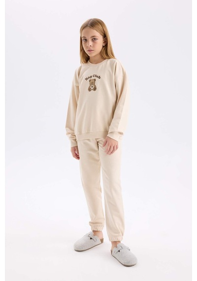 DeFacto Kız Çocuk Pijama Takımı Baskılı Bisiklet Yaka Uzun Kollu Üst Beli Lastikli Alt D9369A824WNER120 DeFacto Kız Çocuk Pijama Takımı Baskılı Bisiklet Yaka Uzun Kollu Üst Beli Lastikli Alt D9369A824WNER120