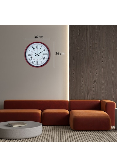 Kırmızı 36 Cm Duvar Saati Çok Renkli
