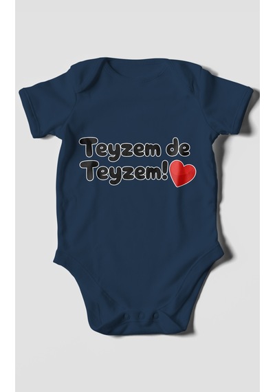 Morivokids Teyzem De Teyzem Kısa Kollu Bebek Body %100 Pamuk Lacivert