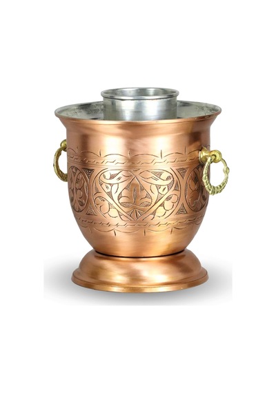 Kalın Eskitme Keski İşlemeli Bakır Ehli Keyf Rakı Şişelik