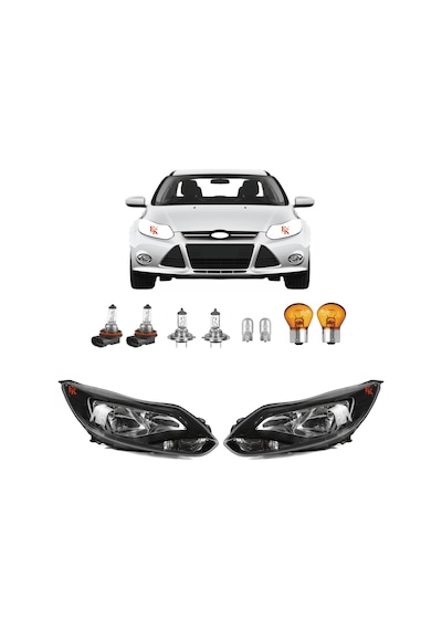 Ford Focus 3 Ön Far Lamba Siyah Zemin Sağ Sol Takım 2011--2015