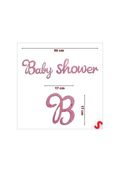 Baby Shower Simli Folyo Karton Banner, 90 Cm - Pembe Diğer