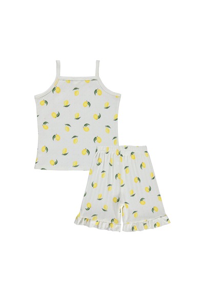 Civil Girls Limon Desenli Şortlu 10-13 Yaş Pijama Takımı - Kırık Beyaz