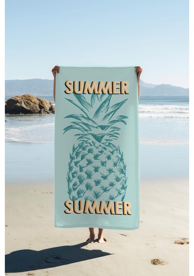 Dijital Baskı Plaj Deniz Havlusu Ananas Desenli Peştamal Hvl0093 Renkli