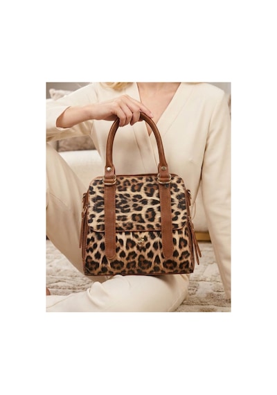 Miami Polo Club Leopar Orijinal Kadın Gold Detaylı El Ve Omuz Çantası Uzun Askısı Mevcuttur En 24 Cm Boy 24 Cm