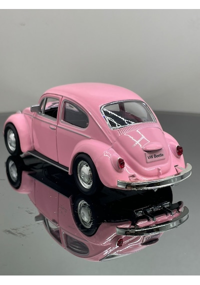 Volkswagen Beetle 1:32 Ölçek Metal Çek Bırak Model Araba 12 Cm - Pembe