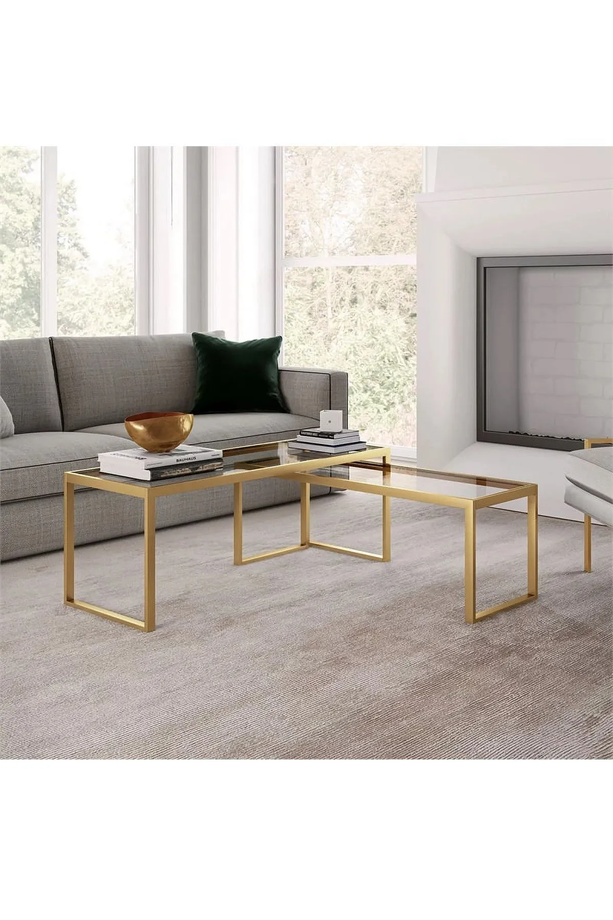 Modern 2 Li Metal Iskeletli Temper Camlı Zigon Orta Sehpa Gold-şeffaf Modern 2 Li Metal Iskeletli Temper Camlı Zigon Orta Sehpa Gold-şeffaf