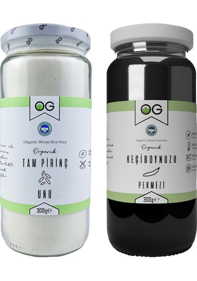 OG natural Organik Tam Pirinç Unu ve Organik Keçiboynuzu Pekmezi Seti