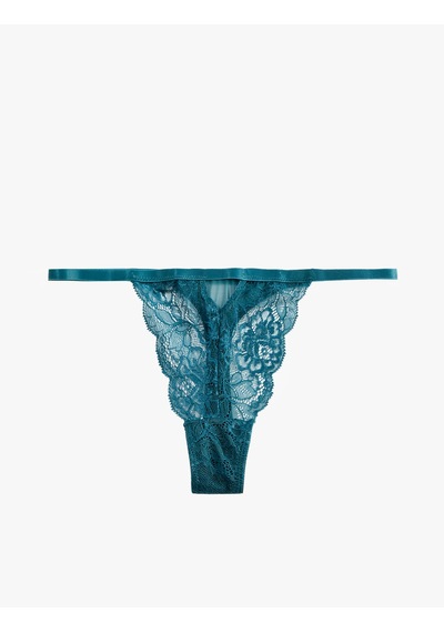 Koton Rahat Kalıp Dantel String Külot Yeşil 7wlk30200mk