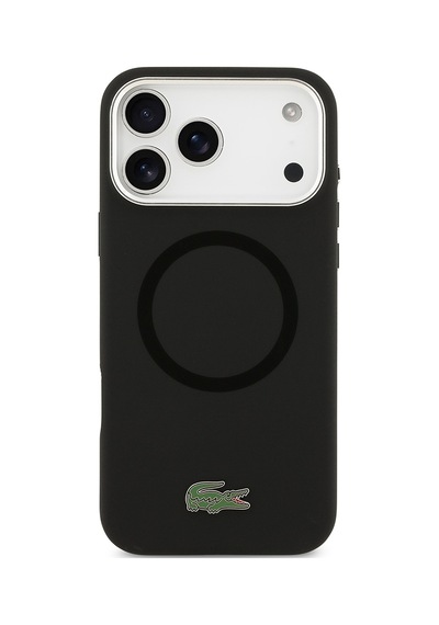 Apple Uyumlu iPhone 17 Pro Max Kılıf Lacoste Lisanslı M-safeli İkonik Metal Kamera Çerçeveli Silikon Kapak Siyah Siyah