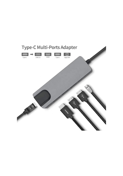 5 İn 1 Usb Hub Sd Usb Type C Hub Ethernet Hdmı Girişli