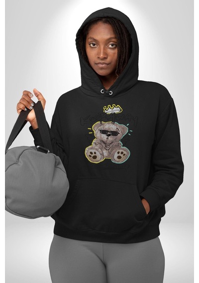 Gerçeklikten Uzak Tutun Kadın Erkek Siyah Kapüşonlu Sweatshirt Hoodie Siyah