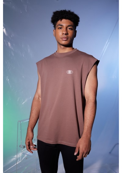 Woof Gym Connected By The Mindset Baskı Tank Top (Kakao) Kahverengi