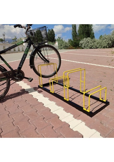 Bisiklet Park Demiri Metal Bisiklet Park Standı 4'Lü Sarı - Siyah