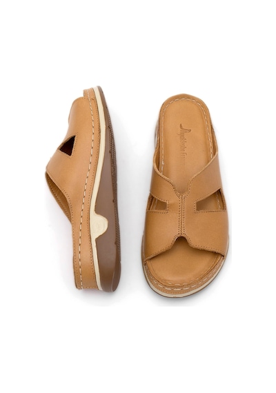 Elit Rhmm-23 Kadın Hakiki Deri Ortopedik Düz Terlik Taba Taba