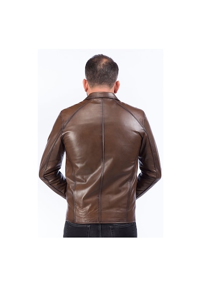 Dericlub E924 Gerçek Deri Erkek Mont Camel Antik Null Camel