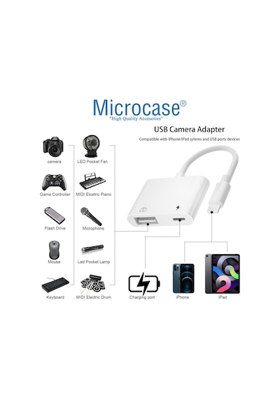 Usb 3.0 iPhone Apple Uyumlu iPad  Lightning Şarj Ve Kamera Adaptörü Pd30 Al4115