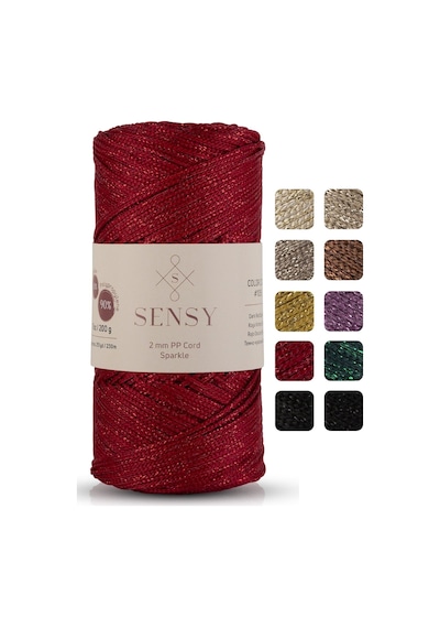 Premium Simli 200 Gr Polyester Makrome Ipi Kırmızı 2 Mm - 230 M Supla Ip Ve Çanta İpliği