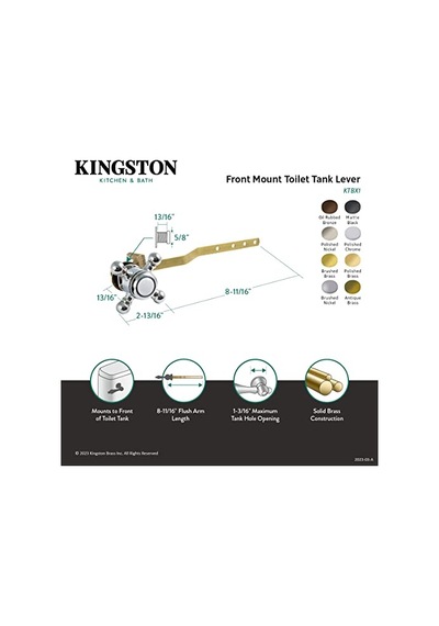 Kingston Pirinç Ktbx8 Buckingham Çapraz Tank Kolu, Saten Nikel