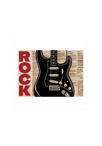 Rock Gitar Posteri Desenli Mdf Tablo