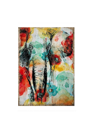 Bedeko Renkli Fil Tasarım Ahşap Tablo 25 Cm X 35 Cm