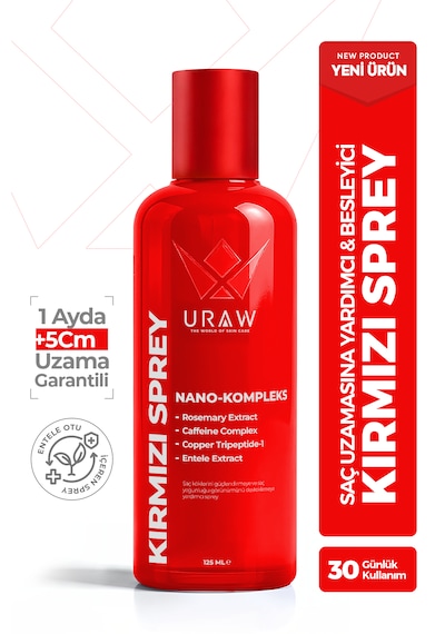 Uraw Saç Uzamasını Destekleyici ve Dökülme Karşıtı Kırmızı Sprey 125 ML