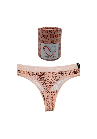 Gost Liria Leopard Desenli Kadın String Külot Somon