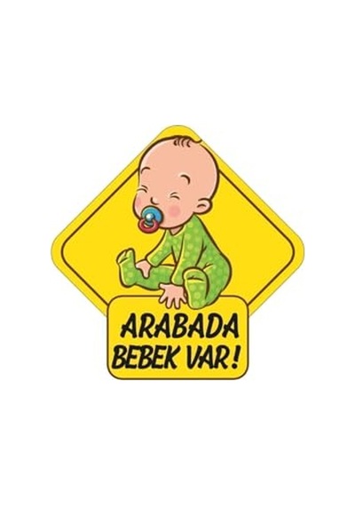 Arabada Bebek Var Araba Stickeri 15x15cm Abanoz