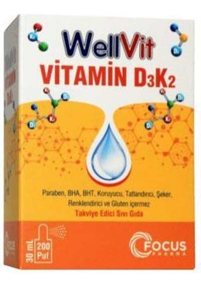 Wellvit D3k2 Vitamin D3 Ve Vitamin K2 Sprey 30ml