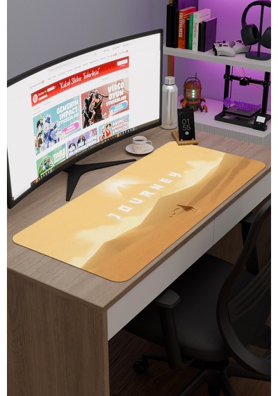 Journey Kaymaz Dikişli Kauçuk Oyuncu Mousepad V2 - 90x40 Xxl Gaming Mouse Pad Fare Altlığı