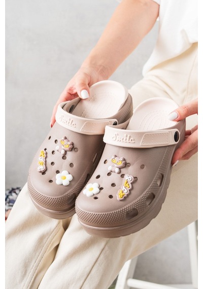 N Moda Unisex Deniz Sabo Doktor Hemşire Hastane Confort Sandalet Vizon