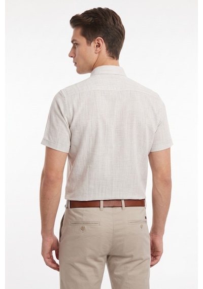 Mösyö Erkek Çift Cepli % 100 Cotton Kısa Kol Gömlek Bgl-st05647 Taş